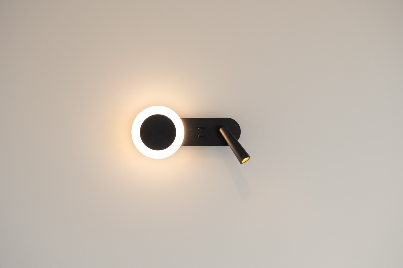 Hallway with pendant lighting